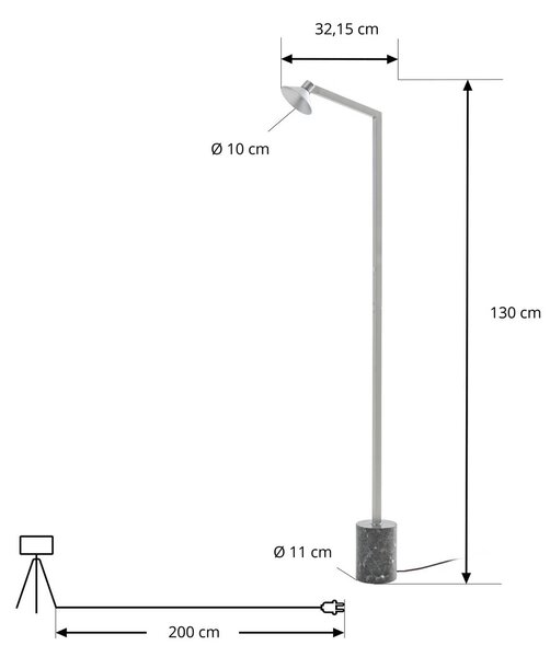 Lampa stojąca LED Steve Lucande, możliwość ściemniania, aluminiowy / szary / cynkowy, salon / jadalnia, metal, nowoczesny