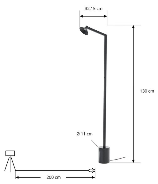 Lampa stojąca LED Steve Lucande, możliwość ściemniania, czarny, salon / jadalnia, metal, nowoczesny
