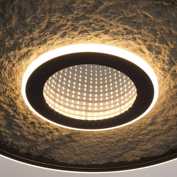 Searchlight Lampa sufitowa LED Lumadisc, możliwość ściemniania, czarny, salon / jadalnia, metal, nowoczesny