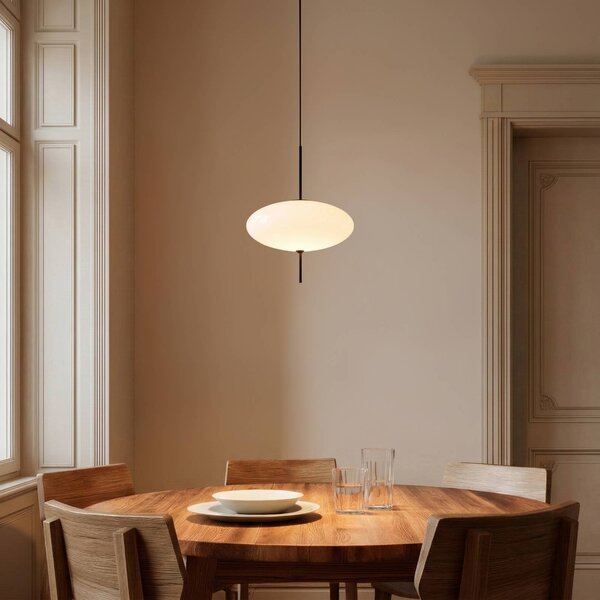 Lampa wisząca szklana Hikari Lindby, możliwość ściemniania, biały / opal, salon / jadalnia, szkło, nowoczesny