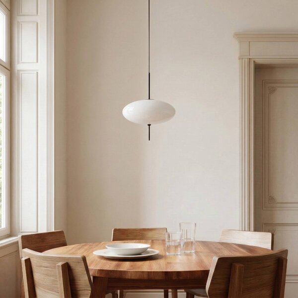 Lampa wisząca szklana Hikari Lindby, możliwość ściemniania, biały / opal, salon / jadalnia, szkło, nowoczesny