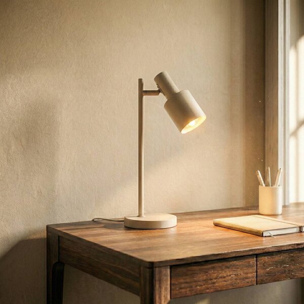 Lampa stołowa Ovelia Lindby, kremowy / amber, biuro, metal, nowoczesny