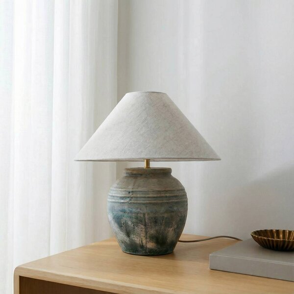 Lampa stołowa Thalorin Lucande, brązowy / rdzawy, salon / jadalnia, ceramika, skandynawski