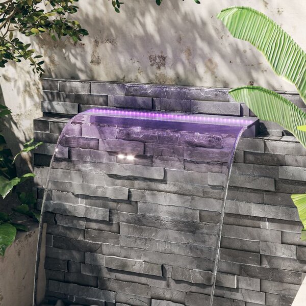 Wylewka do wodospadu z oświetleniem RGB LED, akrylowa, 90 cm