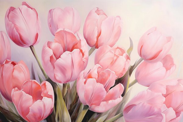 Fototapeta Zbliżenie na różowe tulipany, Fototapety Kwiaty, Popularne Fototapety, w08100 - Tapeko.pl
