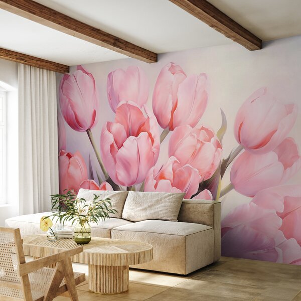 Fototapeta Zbliżenie na różowe tulipany, Fototapety Kwiaty, Popularne Fototapety, w08100 - Tapeko.pl