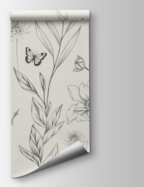 Fototapeta Tapeta z kwiatami i motylami, Fototapety Natura, Popularne Fototapety, w08088 - Tapeko.pl
