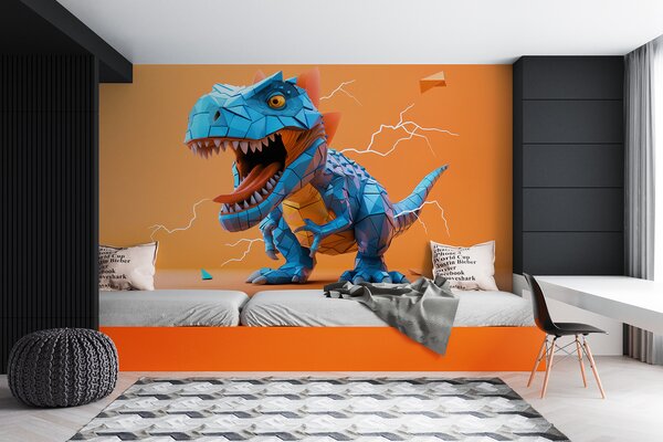 Fototapeta Niebieski dinozaur z wydobywającą się z niego błyskawicą, Fototapety Dinozaury, Popularne Fototapety, w01333v1 - Tapeko.pl