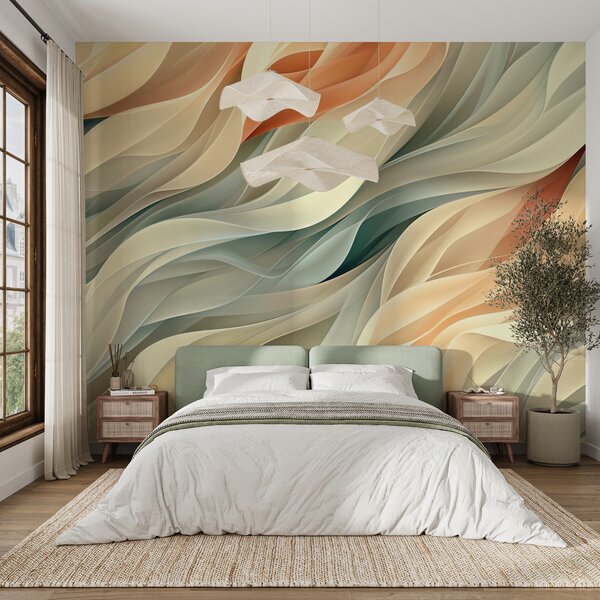 Fototapety Hipnotyzujący abstrakcyjny wzór z delikatnymi pastelowymi falami w, Fototapety 3D, Fototapety 3d geometryczna, w01335v1 : Uwalls.pl