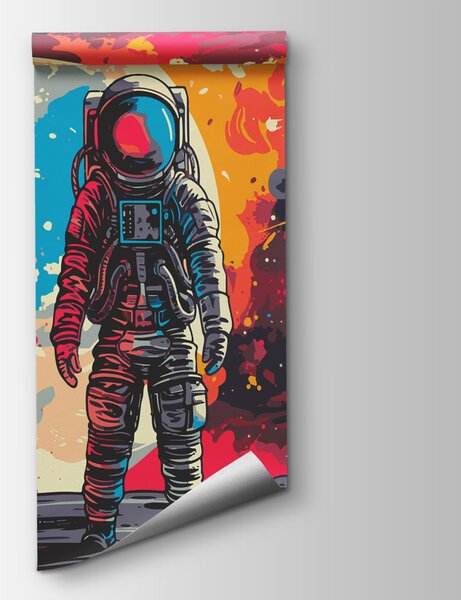 Fototapeta Astronauta w kosmosie z dużą czerwono-pomarańczową przestrzenią za sobą, Fototapety Kosmos, Popularne Fototapety, w08201 - Tapeko.pl