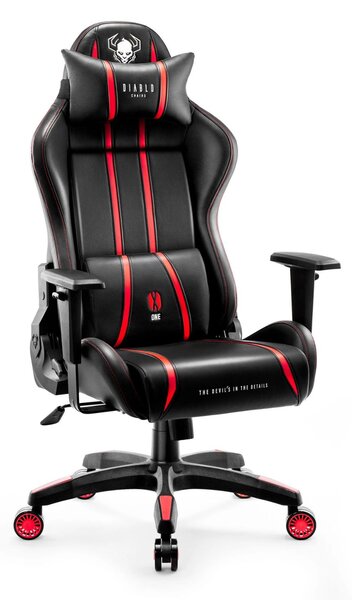 Fotel gamingowy Diablo X-One 2.0 King Size: czarno-czerwony, duży, prozdrowotny