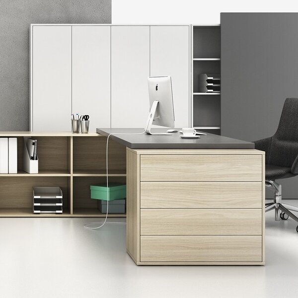 Biurowa komoda z szufladami BLOCK, 800 × 400 × 710 mm, 4 szuflady, dąb naturalny