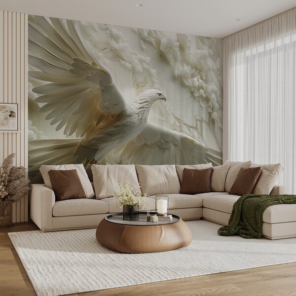 Fototapeta Biały ptak lecący w powietrzu, Fototapety Marmur, Popularne Fototapety, w01477 - Tapeko.pl