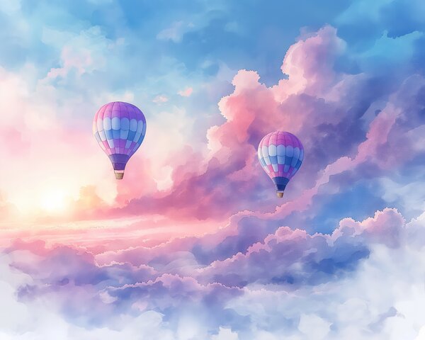 Fototapeta Balony na ogrzane powietrze na niebie, Fototapety Niebo, Popularne Fototapety, w01012 - Tapeko.pl