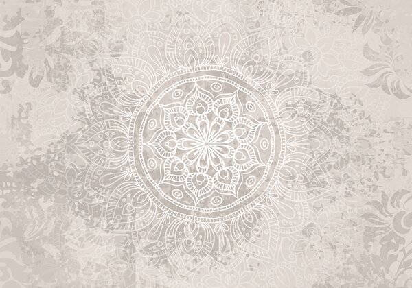 Fototapeta Biało-szara mandala, Fototapety design, Popularne Fototapety, w08246 - Tapeko.pl
