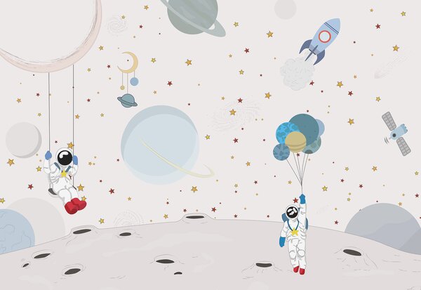 Fototapety Projektowanie kosmosu z astronautami, planetami, rakietami i gwiazdami, Fototapety Kosmos, w01489 : Uwalls.pl
