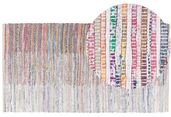 Dywan kolorowy tkany ręcznie bawełniany do salonu 80 x 150 cm Mersin Beliani