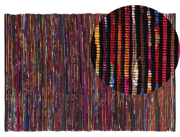 Dywan bawełniany prostokątny tkany ręcznie boho 140 x 200 cm czarny Bartin Beliani