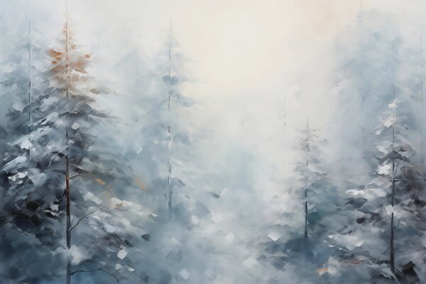 Fototapeta Pokryte śniegiem drzewa w lesie, Fototapety Natura, Popularne Fototapety, w01614 - Tapeko.pl