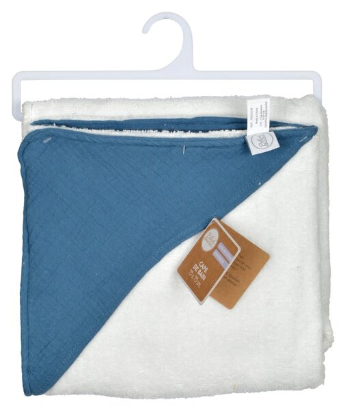 Niebieski muślinowy ręcznik dziecięcy z kapturem 75x75 cm – Bébé Douceur