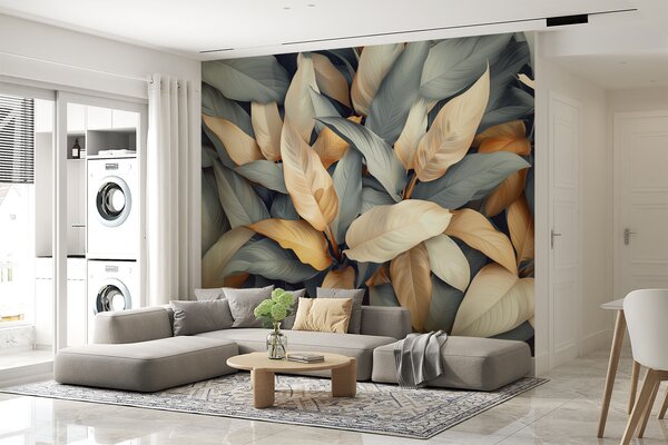 Fototapety Rośliny tropikalne w kolorach różowym i beżowym, Fototapety 3D, Fototapety 3d liście, w01586v1 : Uwalls.pl