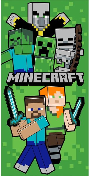 Zielony bawełniany ręcznik dziecięcy 70x140 cm Minecraft Let´s Survive – Jerry Fabrics