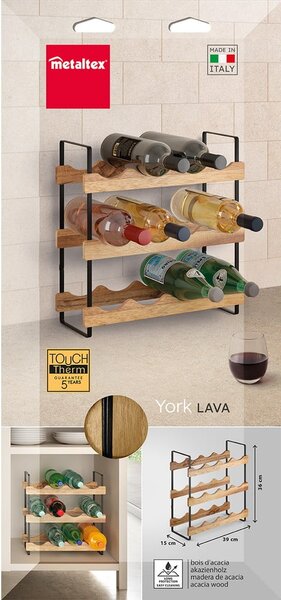 Drewniany stojak na wino liczba butelek 12 York – Metaltex