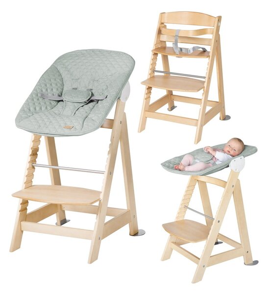 Jasnozielono-naturalne krzesełko do karmienia Style Born Up 2in1 – Roba