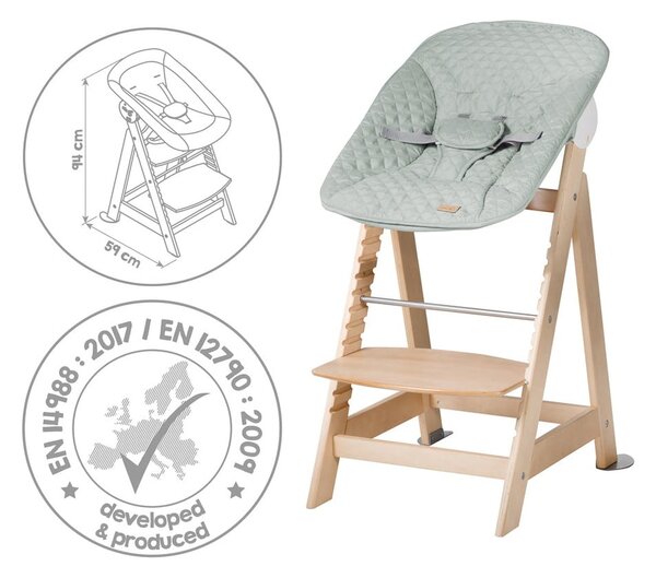 Jasnozielono-naturalne krzesełko do karmienia Style Born Up 2in1 – Roba