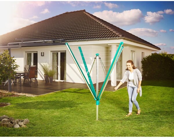 Ogrodowa suszarka na pranie w kolorze srebra 60 m Linomatic 600 Deluxe Cover – LEIFHEIT