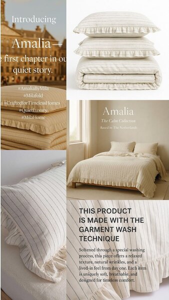 Beżowa pościel dwuosobowa z bawełny renforcé 240x220 cm Amalia Striped – Mila Home Luxury