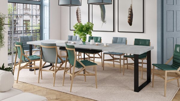 AVELLA Beton Jasny Atelier - STÓŁ LOFTOWY DO SALONU/JADALNI ROZKŁADANY DO 310 cm!