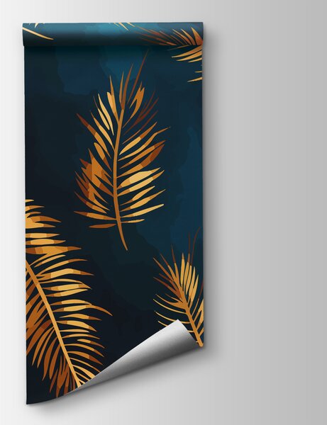Fototapeta Brązowe liście na tle ciemnej elegancji, Fototapety Palmy, Popularne Fototapety, w01743 - Tapeko.pl