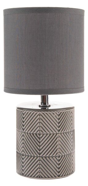 Szara lampa stołowa z tekstylnym kloszem (wysokość 27 cm) – Dakls