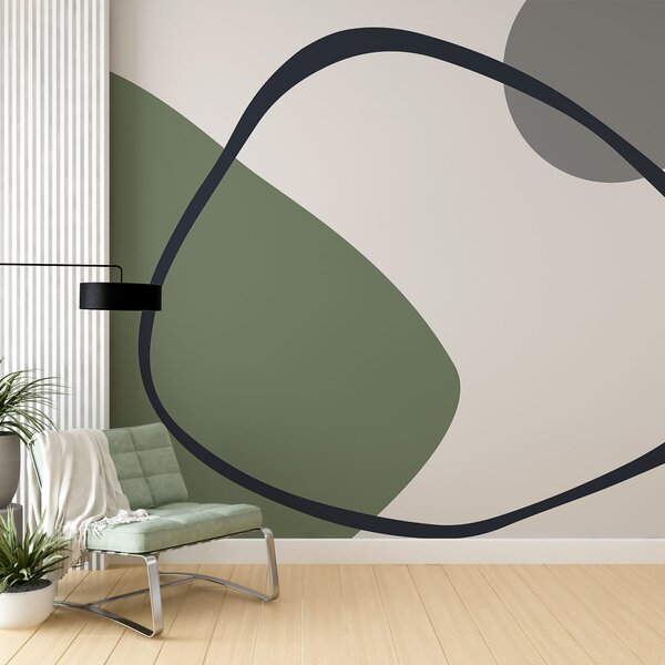 Fototapety Geometryczne zielone i szare kształty na jasnym tle, Fototapety Abstrakcja, w01687v1 : Uwalls.pl