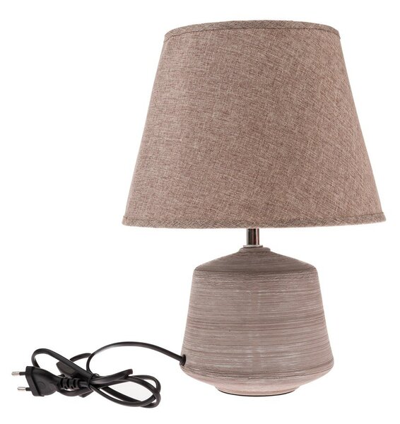 Beżowo-jasnobrązowa lampa stołowa z tekstylnym kloszem (wysokość 33 cm) – Dakls