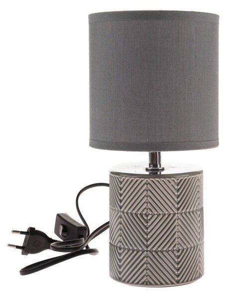 Szara lampa stołowa z tekstylnym kloszem (wysokość 27 cm) – Dakls