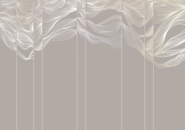 Fototapety Płynące białe abstrakcyjne fale na jasnobrązowym tle, Fototapety designerskie, w08263 : Uwalls.pl