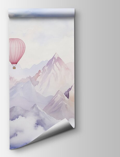 Fototapeta Grupa balonów na ogrzane powietrze na niebie nad górami, Fototapety Balony, Popularne Fototapety, w01786 - Tapeko.pl