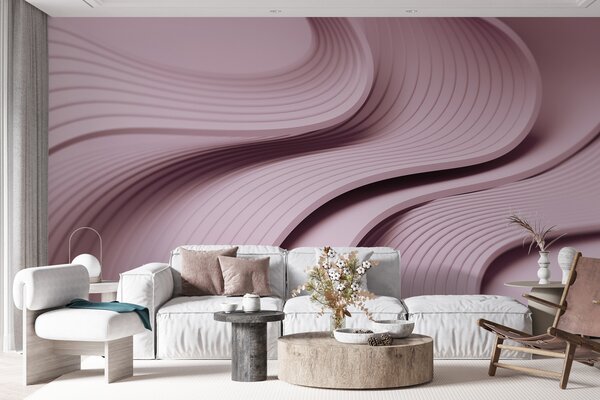 Fototapety Eleganckie, obszerne fale w stylu 3D w pudrowych odcieniach, Fototapety 3D, Fototapety 3d geometryczna, w01147v1 : Uwalls.pl