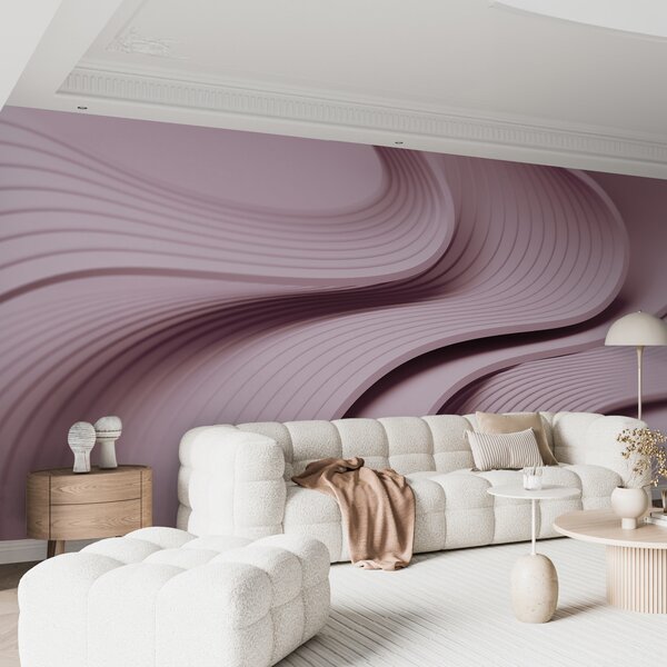 Fototapety Eleganckie, obszerne fale w stylu 3D w pudrowych odcieniach, Fototapety 3D, Fototapety 3d geometryczna, w01147v1 : Uwalls.pl