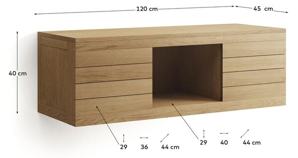 Niska wisząca szafka pod umywalkę z litego drewna tekowego 120x40 cm Yenit – Kave Home