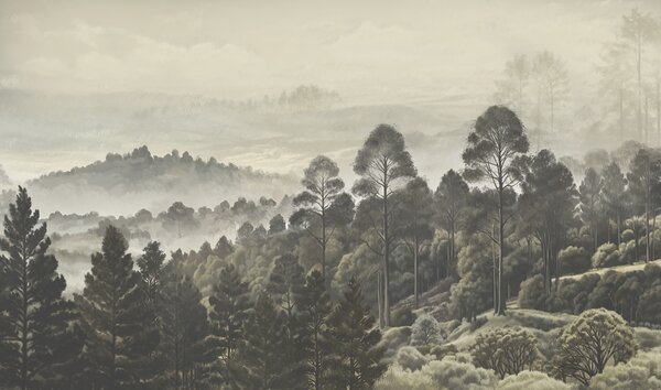 Fototapeta Krajobraz z drzewami i mgłą, Fototapety Natura, Popularne Fototapety, w01871 - Tapeko.pl