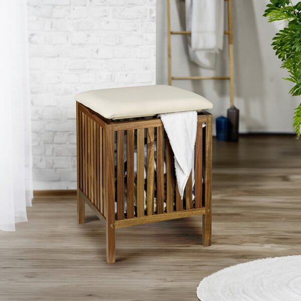 Drewniany kosz na pranie w ciemnym naturalnym kolorze 38 l Fondi – Wenko