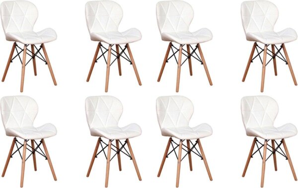 Nowoczesne krzesa do jadalni Happyment – biae – zestaw 8 sztuk – krzesa z siedziskiem – wysoko siedziska 38 cm – krzesa do salonu i kuchni