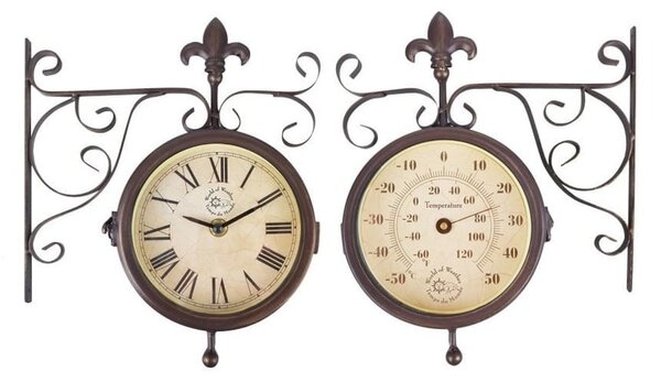 Zegar ścienny z termometrem Esschert Design Rustic