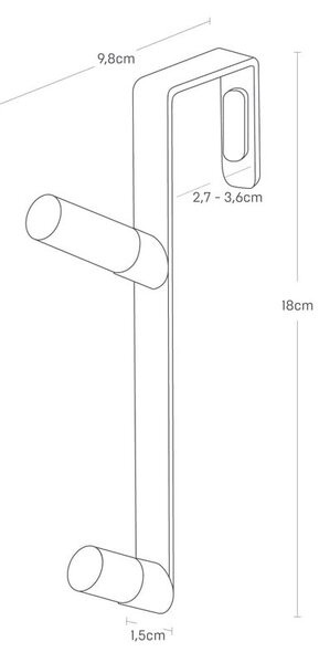 Czarny metalowy wieszak na drzwi 1,5 cm Tower – YAMAZAKI