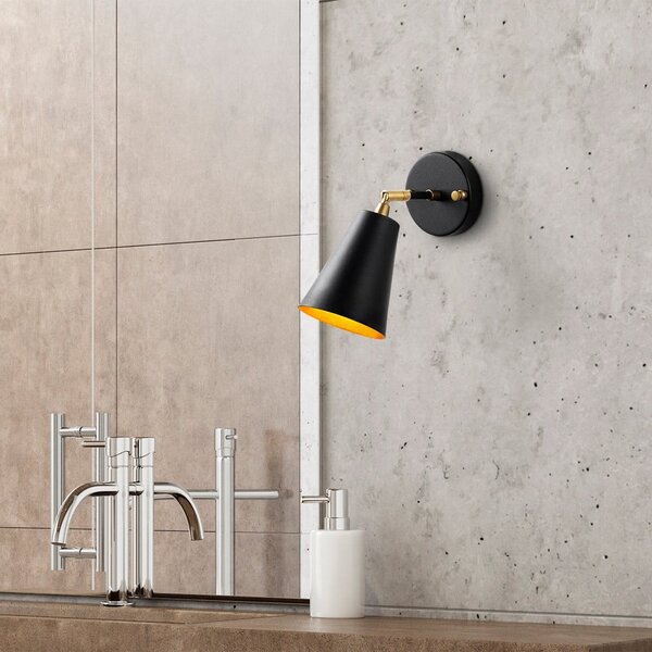 Czarny/w kolorze złota kinkiet ø 10 cm Evander – Opviq lights
