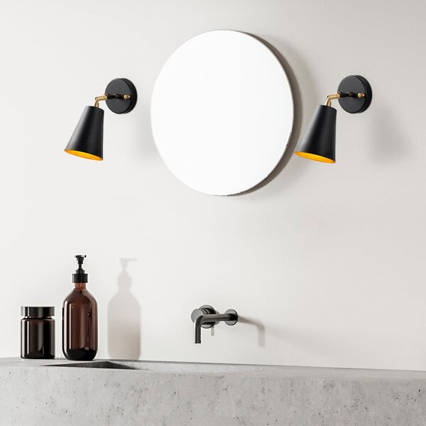 Czarny/w kolorze złota kinkiet ø 10 cm Evander – Opviq lights
