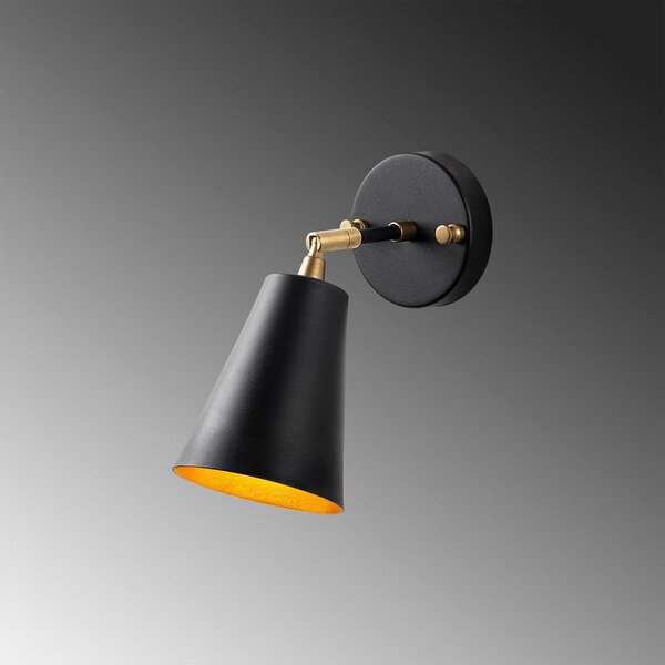 Czarny/w kolorze złota kinkiet ø 10 cm Evander – Opviq lights